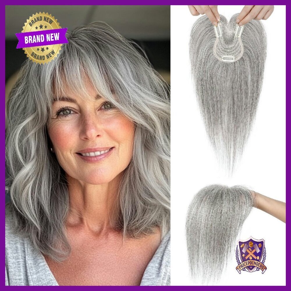 10" Real Human Hair Topper with Wispy Bangs for Thinning Hair